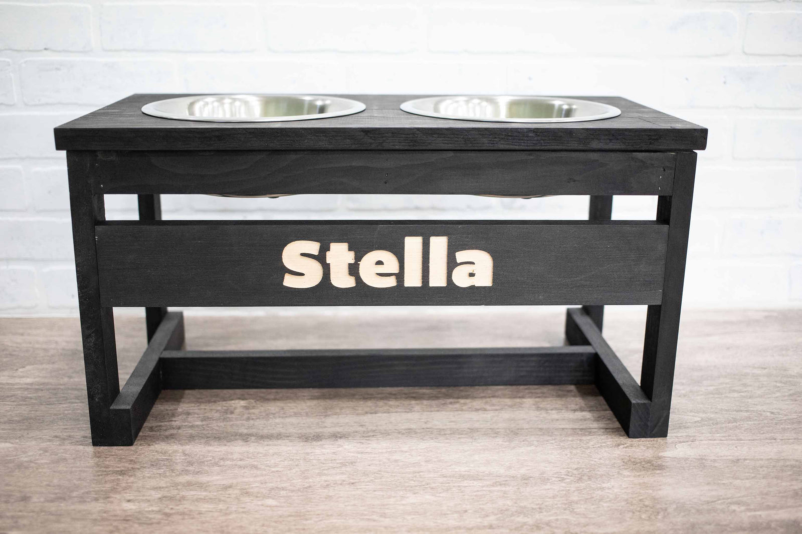 Personalized Elevated Dog Bowl Stand with Internal Storage - Grey –  GrooveThis Woodshop