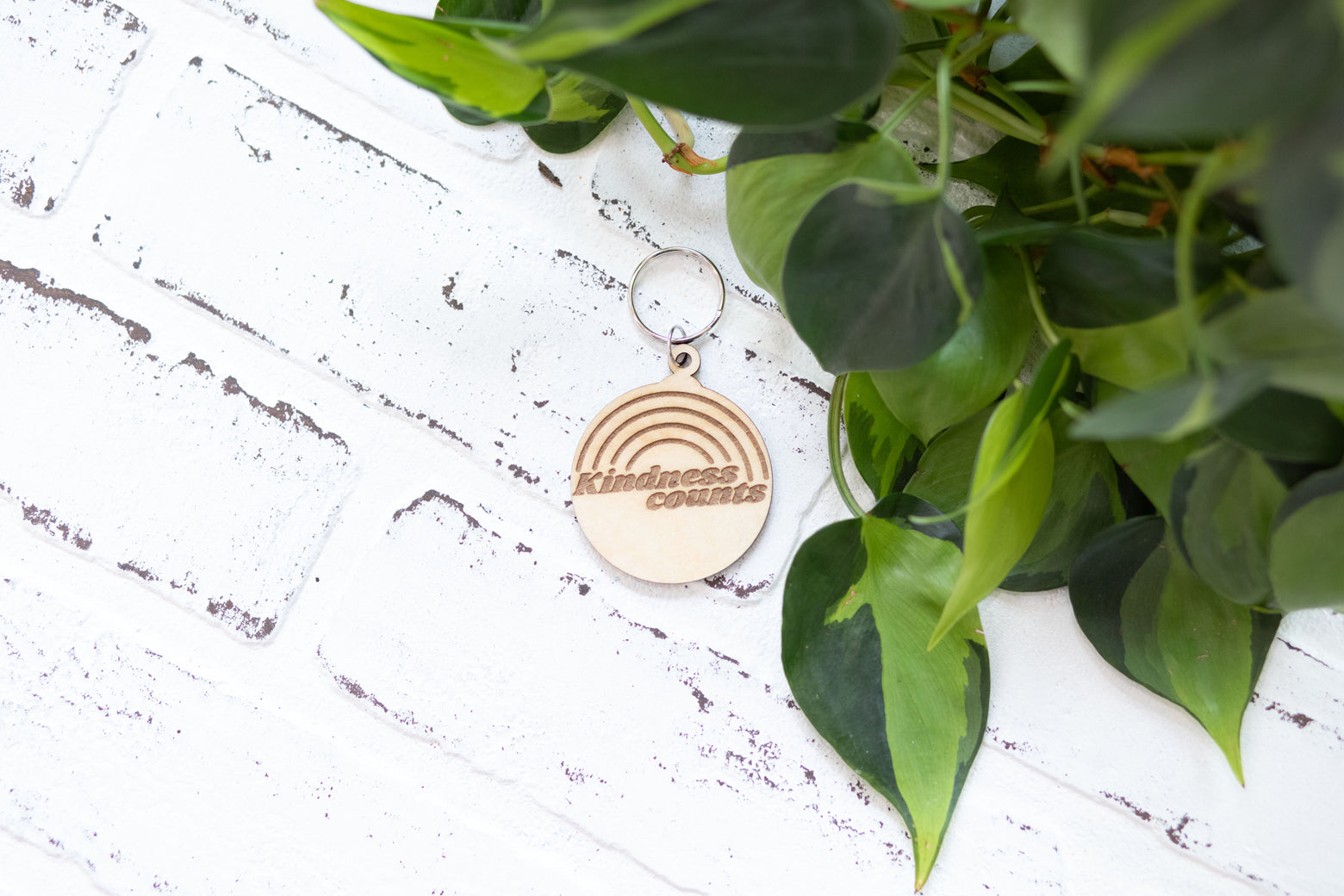 Kindness Counts Keychain, Wooden Keychain, There is Power in Kindness Key Ring with Hearts