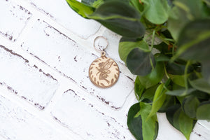 Whimsical Keychain, Wooden Keychain, Fairy Key Ring, Dragon Keychain
