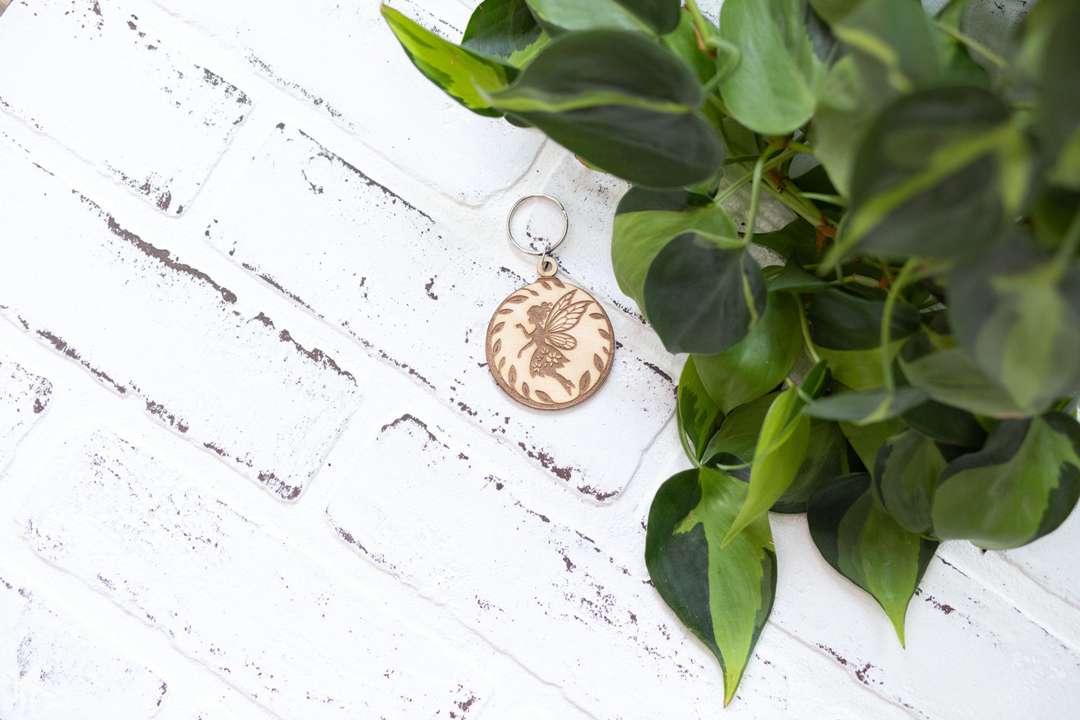 Whimsical Keychain, Wooden Keychain, Fairy Key Ring, Dragon Keychain