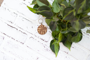 Monstera Keychain, Wooden Keychain, Plant Key Ring, Plant Lady Gift Idea