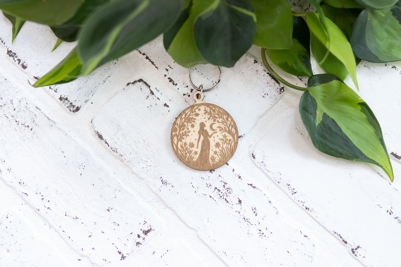 Whimsical Keychain, Wooden Keychain, Fairy Key Ring, Dragon Keychain