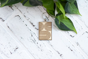 Rainbow and Polka Dot Keychain, Wooden Rectangle Keychain, Rainbow with Polka Dots