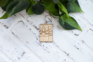 Cacti Keychain, Wooden Keychain, Plant Key Ring, Plant Lady Gift Idea, Succulent Key Chain