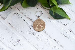 Elephant Keychain, Wooden Keychain, Floral Elephant Key Ring