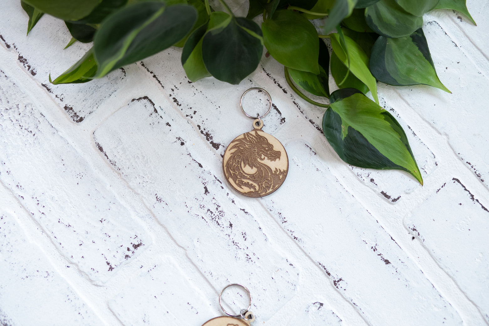 Whimsical Keychain, Wooden Keychain, Fairy Key Ring, Dragon Keychain