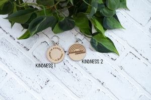 Kindness Counts Keychain, Wooden Keychain, There is Power in Kindness Key Ring with Hearts