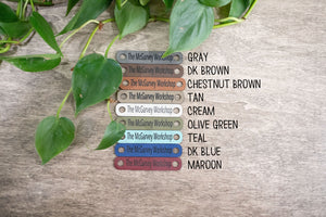 Custom Faux Leather Tags for Knitting and Crochet, Personalized Labels for Handmade Items, No Sew Logo, 2.5" x 0.5"