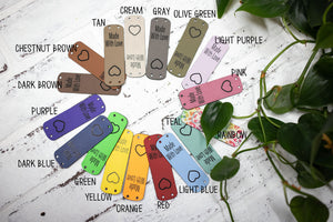 Made with Love Tags, Faux Leather Labels for Handmade Items, Custom Faux Leather Tags for Knitting and Crochet, 2.5" x 0.5"