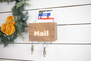 Small Mailbox, Easy Install Wall Mounted Letter Holder with Key Hooks.