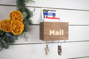 Small Mailbox, Easy Install Wall Mounted Letter Holder with Key Hooks.