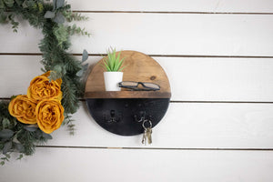 Unique Key Rack and Shelf, Round Minimalist Shelf with Key Holder