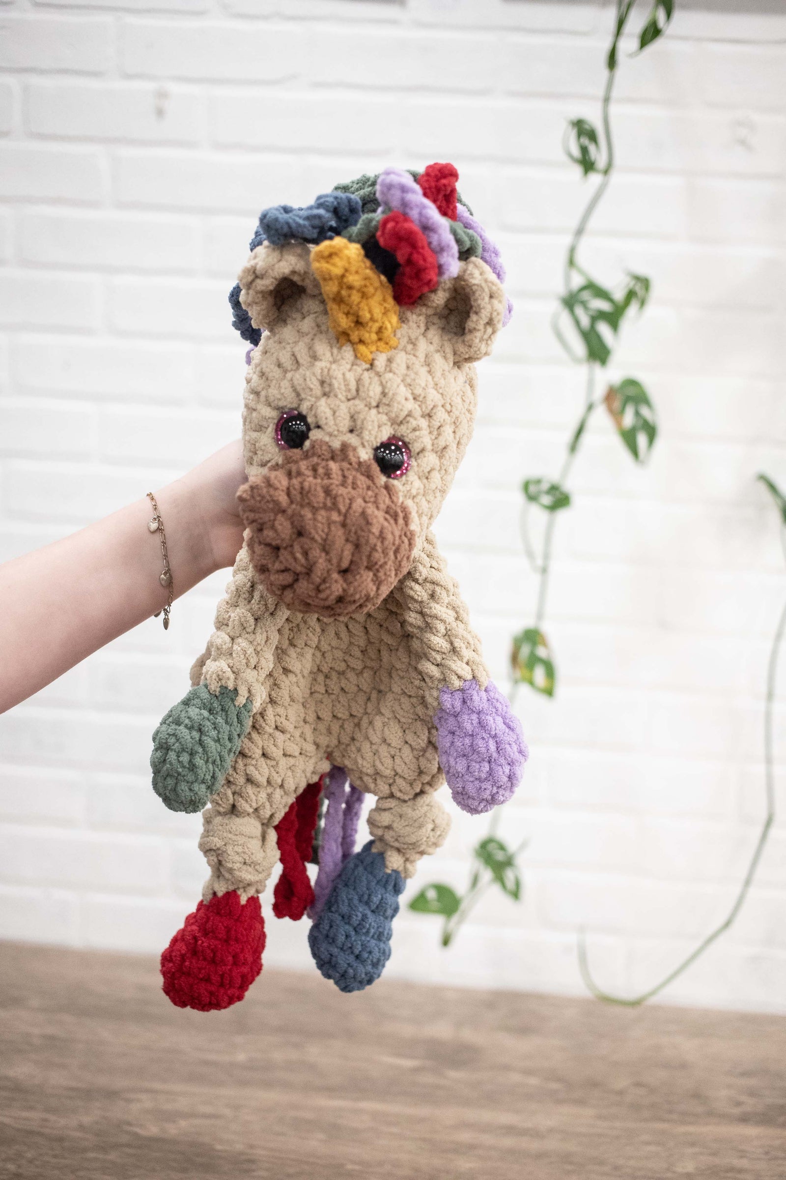 Rainbow Unicorn Lovey, Crochet Stuffed Animal, Rainbow Unicorn Snuggler, Baby Lovey, Soft Cuddlers for Kids,