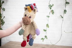 Rainbow Unicorn Lovey, Crochet Stuffed Animal, Rainbow Unicorn Snuggler, Baby Lovey, Soft Cuddlers for Kids,