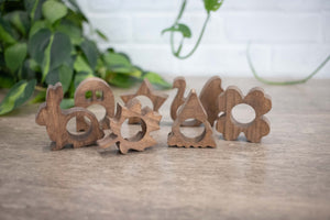 Shamrock Napkin Rings, Wood St. Patricks Day Table Decor, Upright Wood 4 Leaf Clover Napkin Ring