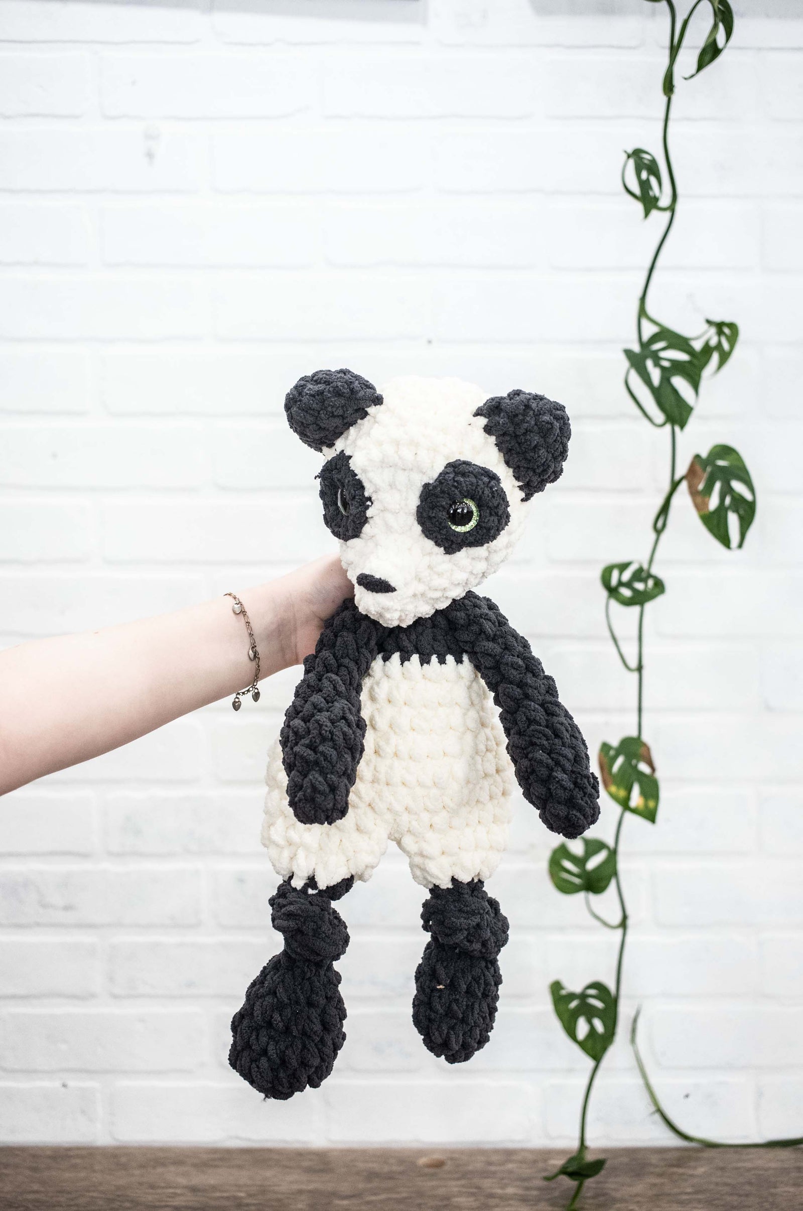 Panda Bear Lovey, Panda Stuffed Animal, Crochet Black and White Panda Snuggler