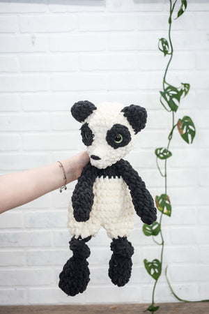 Panda Bear Lovey, Panda Stuffed Animal, Crochet Black and White Panda Snuggler