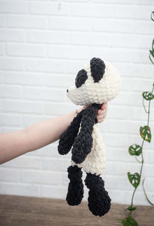 Panda Bear Lovey, Panda Stuffed Animal, Crochet Black and White Panda Snuggler
