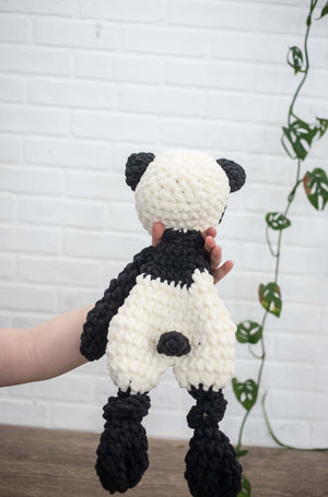 Panda Bear Lovey, Panda Stuffed Animal, Crochet Black and White Panda Snuggler