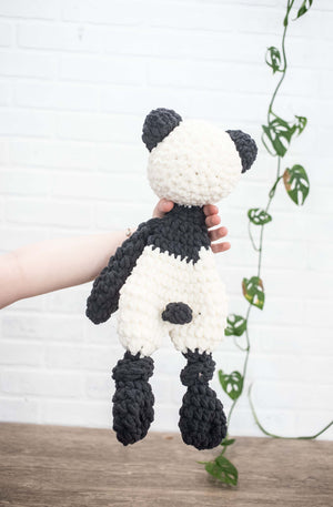 Panda Bear Lovey, Panda Stuffed Animal, Crochet Black and White Panda Snuggler