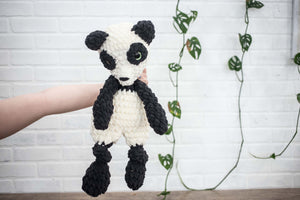 Panda Bear Lovey, Panda Stuffed Animal, Crochet Black and White Panda Snuggler