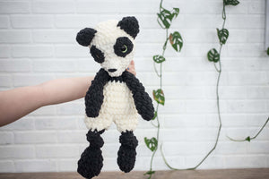 Panda Bear Lovey, Panda Stuffed Animal, Crochet Black and White Panda Snuggler