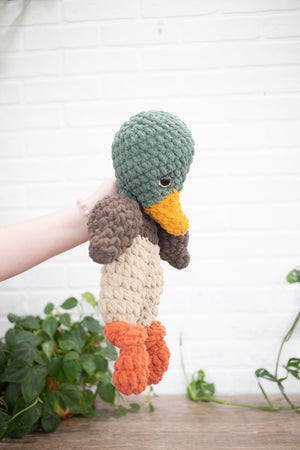Duck Lovey, Mallard Duck Stuffed Animal, Crochet Duckie Snuggler