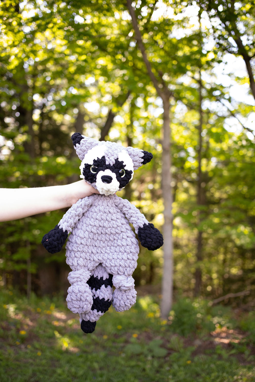 Raccoon Lovey, Raccoon Stuffed Animal, Crochet Raccoon Snuggler