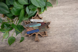 Custom Faux Leather Tags for Knitting and Crochet, Personalized Labels for Handmade Items, No Sew Logo, 2.5" x 0.5"
