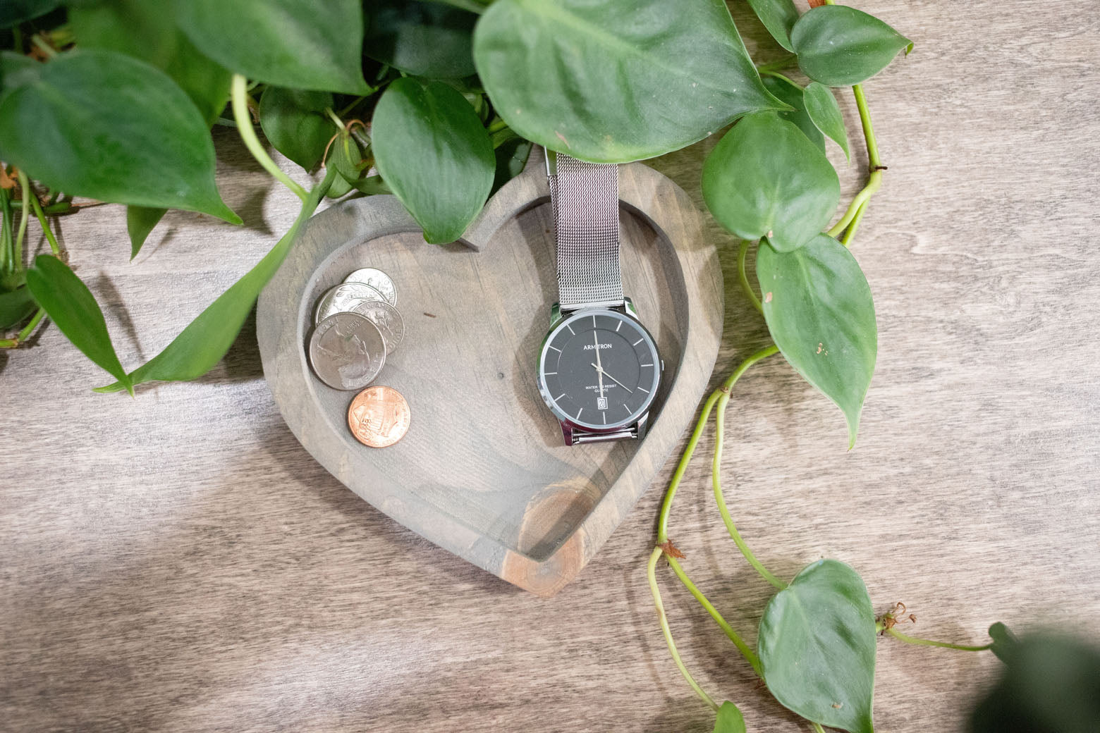 Heart Carved Catch All Tray, Change Tray