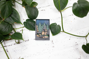 Laser Cut Bear in a Forest,  Animal 3D Diorama, Handmade Forest Scene, Wall Art,  Bear Animal Decor