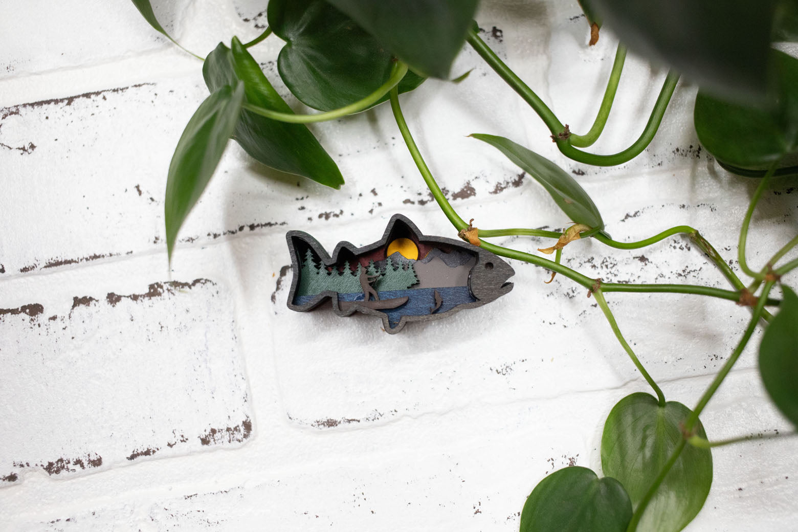 Laser Cut Fish,  Animal 3D Diorama, Handmade Aquatic Scene, Wall Art,  Fish Animal Decor