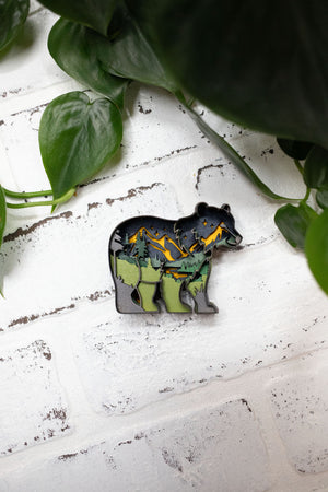Laser Cut Bear,  Animal 3D Diorama, Handmade Mountain Scene, Wall Art,  Bear Animal Decor