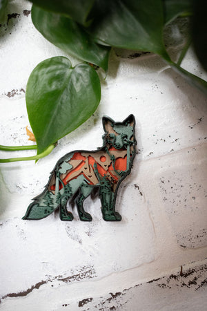 Laser Cut Fox,  Animal 3D Diorama, Handmade Forest Scene, Wall Art, Fox Animal Decor