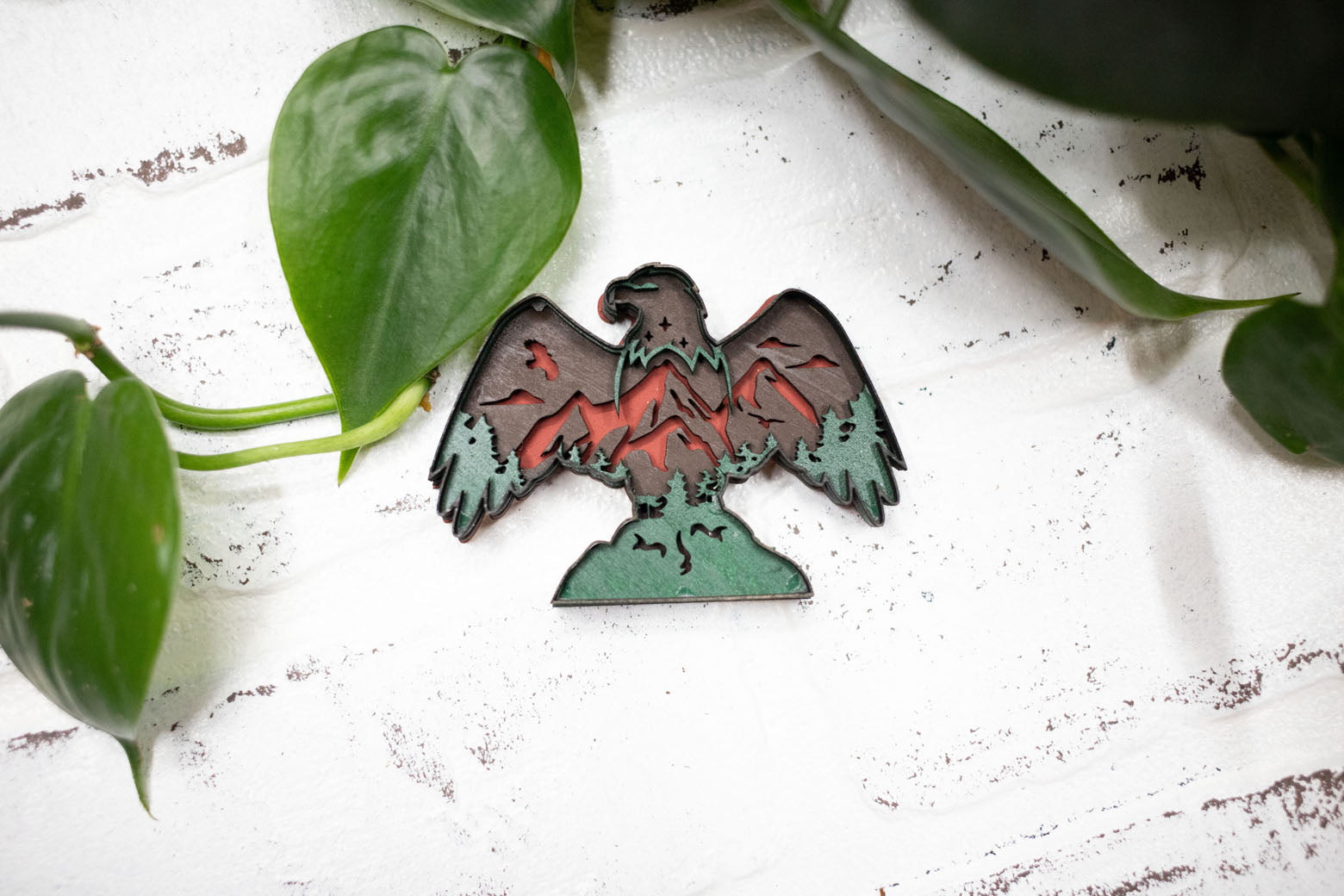 Laser Cut Eagle, Bird3D Diorama, Handmade Mountain Scene, Wall Art, Eagle Animal Decor