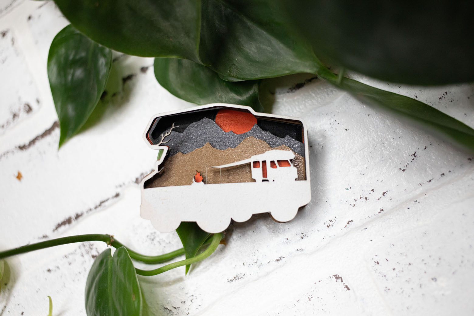 Laser Cut RV,  Camper 3D Diorama, Handmade RV Scene, Wall Art, Camp Decor