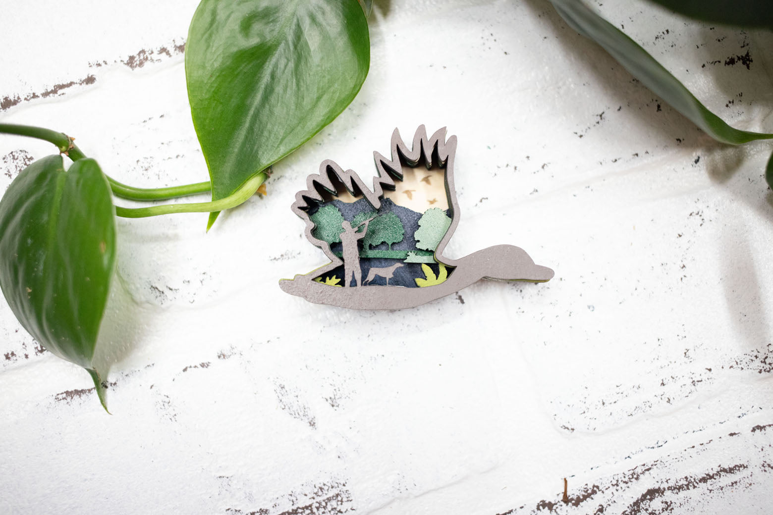 Laser Cut Goose, Bird 3D Diorama, Handmade Mountain Scene, Wall Art, Eagle Animal Decor