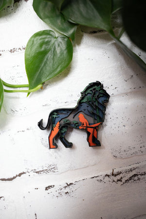 Laser Cut Lion, Lion 3D Diorama, Handmade African Safari Scene, Lion Animal Decor