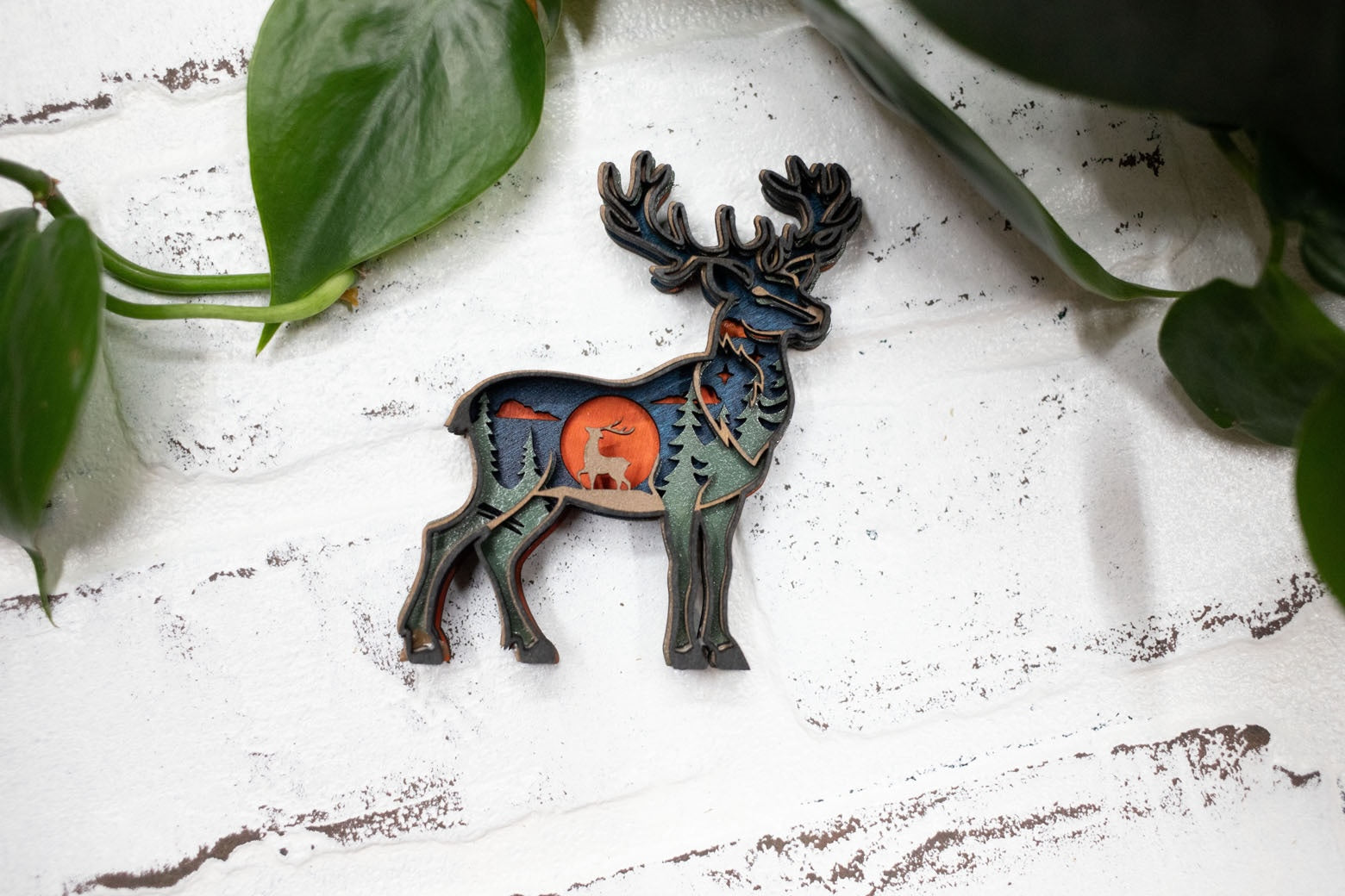 Laser Cut Deer, Deer 3D Diorama, Handmade Forest Scene, Deer Animal Decor (Copy)