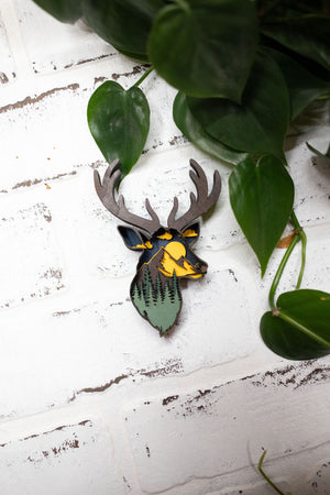 Laser Cut Deer Head, Deer 3D Diorama, Handmade Forest Scene, Deer Animal Decor