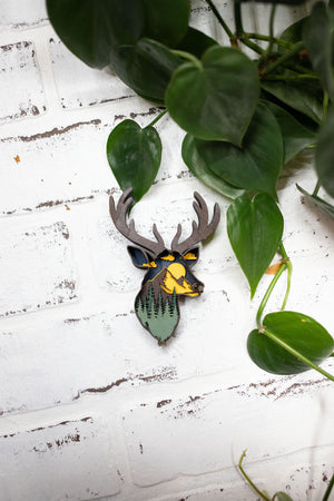 Laser Cut Deer Head, Deer 3D Diorama, Handmade Forest Scene, Deer Animal Decor