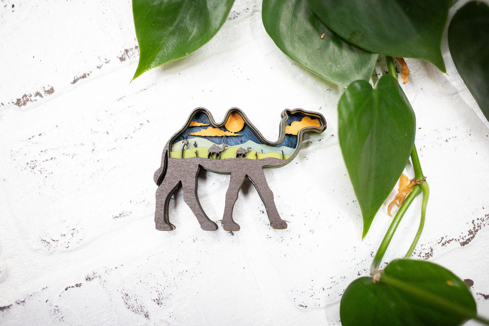 Laser Cut Camel,  Animal 3D Diorama, Handmade Dessert Scene, Camel Animal Decor
