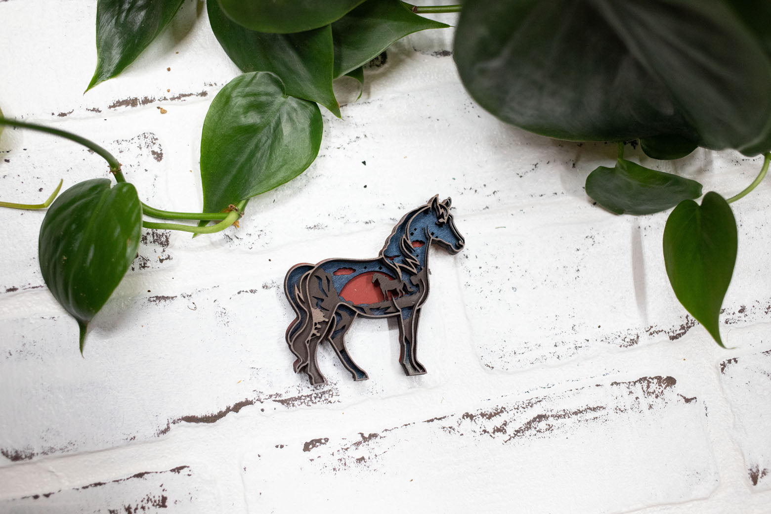 Laser Cut Horse,  Animal 3D Diorama, Handmade Nature Scene, Wall Art,  Horse Animal Decor