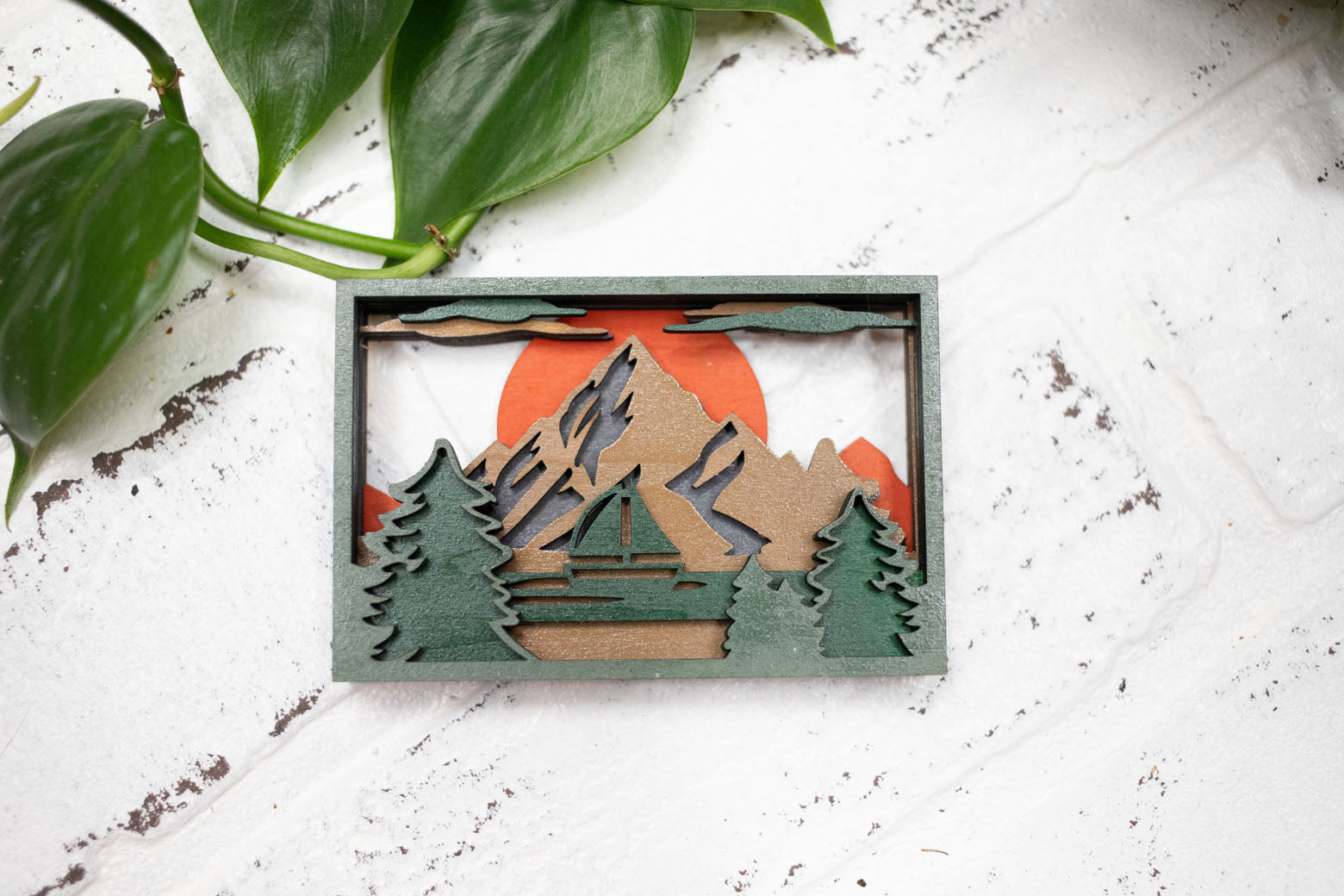 Laser Cut Nature Scene, Mountain 3D Diorama, Handmade Landscape Scene