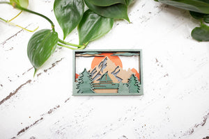 Laser Cut Nature Scene, Mountain 3D Diorama, Handmade Landscape Scene
