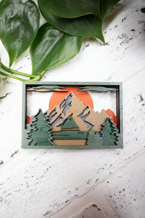 Laser Cut Nature Scene, Mountain 3D Diorama, Handmade Landscape Scene