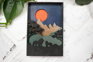 Lion in Nature 3D Diorama, Handmade Jungle Scene, Wall Art,  Mountain Lion Decor