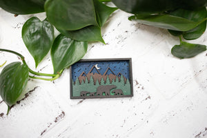 Laser Cut Bear Family in a Forest, Animal 3D Diorama, Handmade Forest Scene, Wall Art, Bear Animal Decor