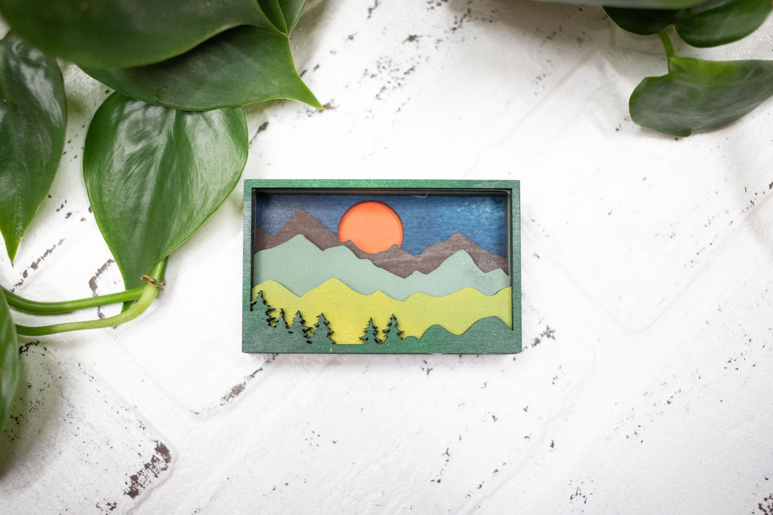 Laser Cut Nature Scene, Mountain 3D Diorama, Handmade Landscape Scene