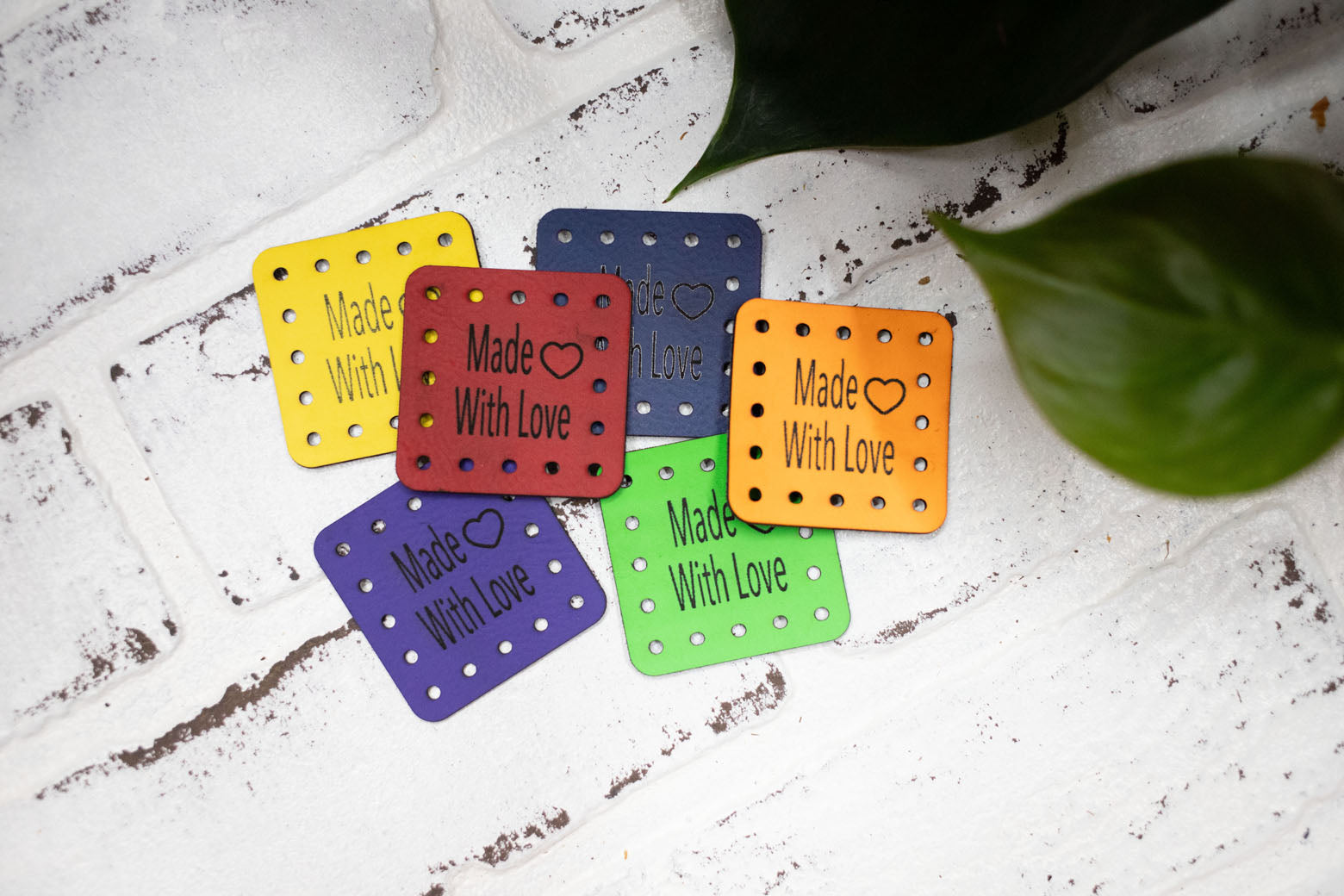 Made with Love Tags, Faux Leather Labels for Handmade Items, Custom Faux Leather Tags for Knitting and Crochet, 1.75" x 1.75" (Copy) (Copy)